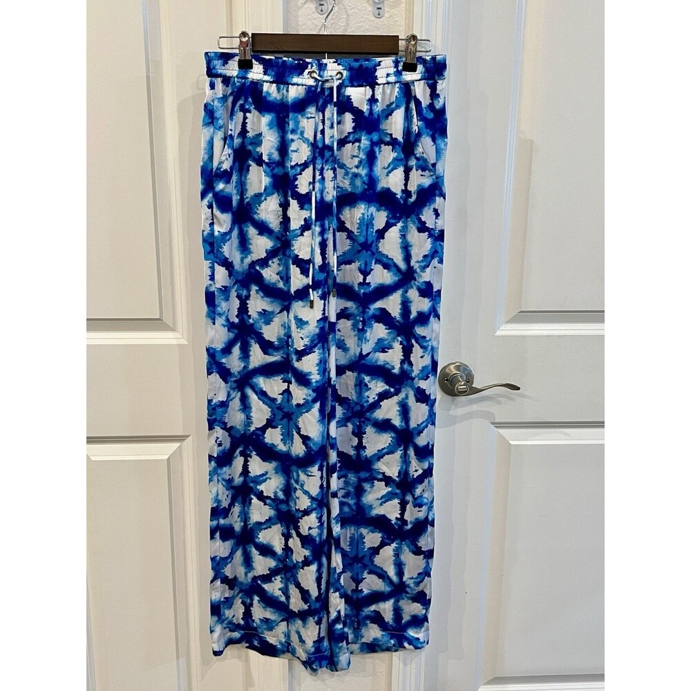 Michael Kors Tie Dye Wide Leg Pants Women’s Medium Blue Resort Palazzo Beach